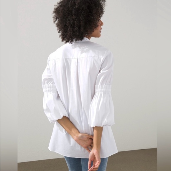 Chico’s Poplin Ruffle Sleeve Women's Pink Blouse - Picture 2 of 7